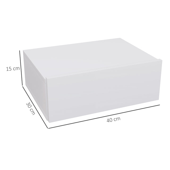 Floating Bedside Table, Wall-Mounted Nightstand with Storage Drawer, Small Side End Table for Bedroom, White