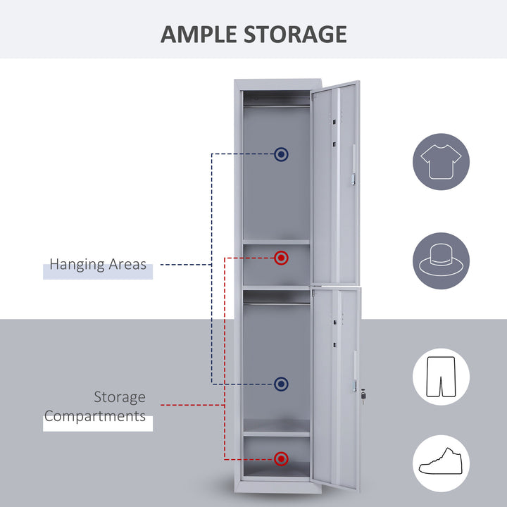 MCL Locker Cabinet Storage Cold Rolled Steel w/ Shelves Vertical Cupboard Grey 38 x 46 x 180 cm