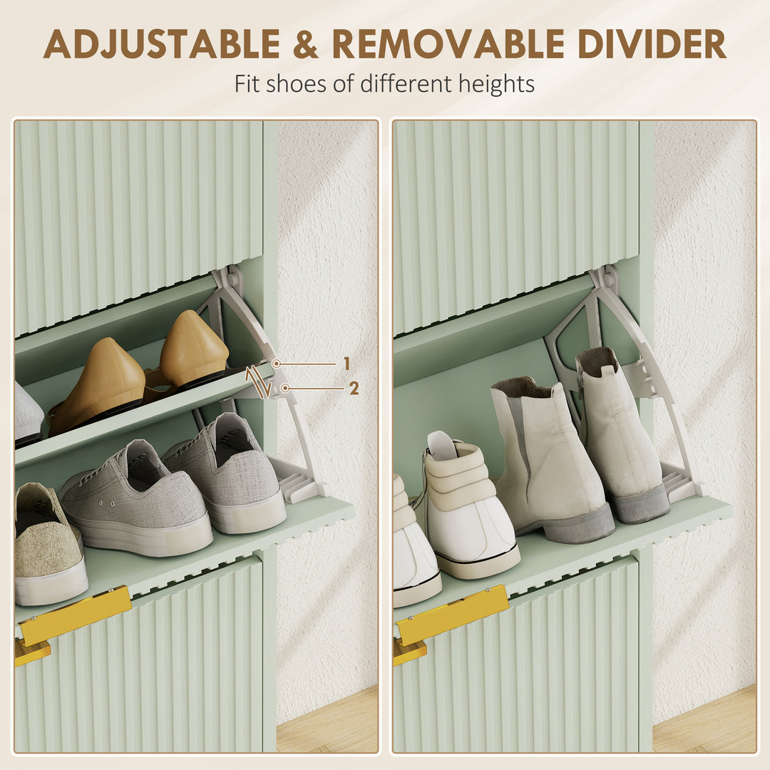 Elegant Three-Drawer Shoe Cabinet - Light Green