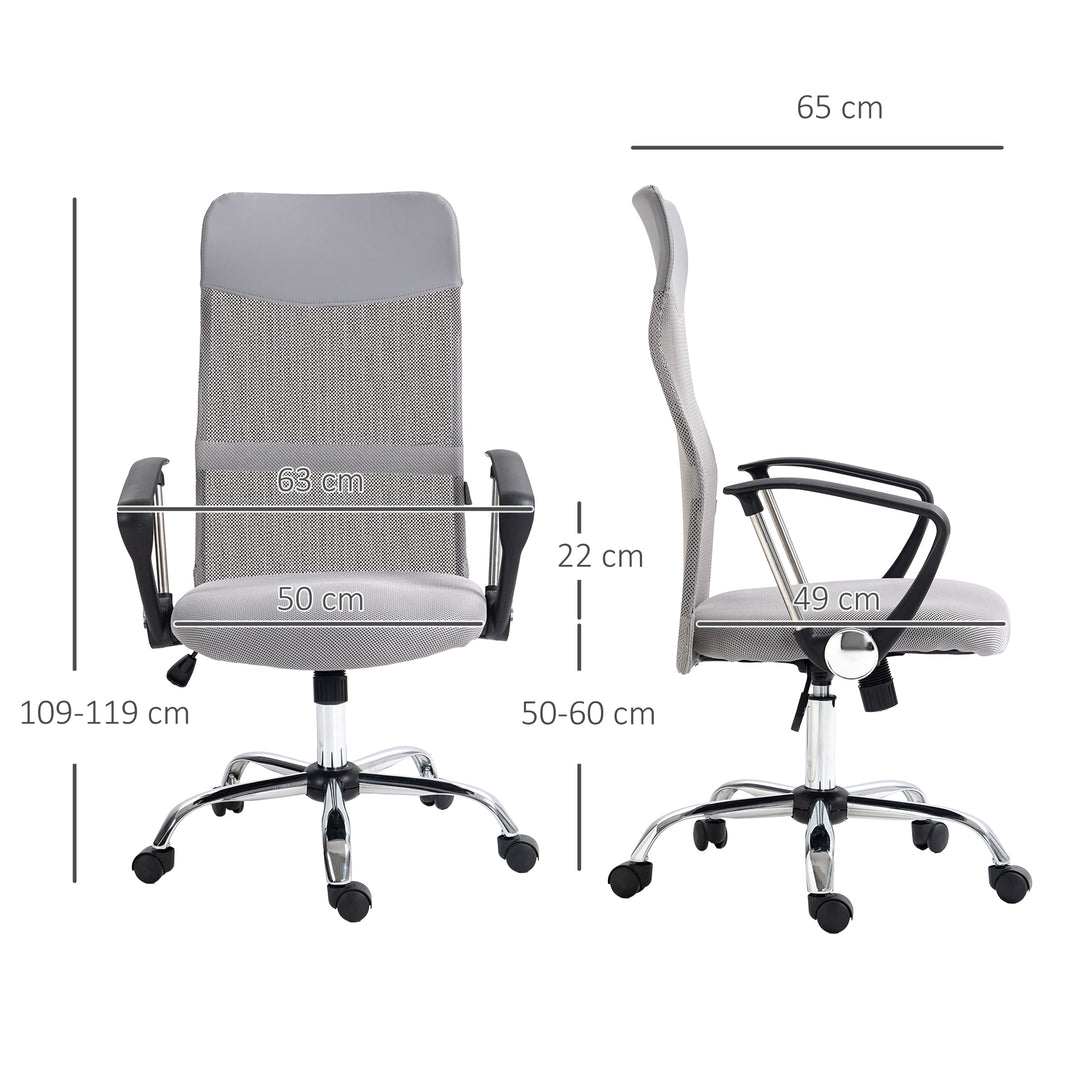 Ergonomic Office Chair Mesh Chair with Adjustable Height Tilt Function Light Grey