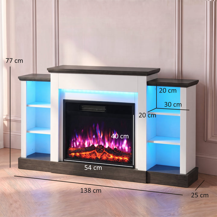Electric Fireplace TV Stand 138cm, LED Strips, Adjustable Flame - view 3
