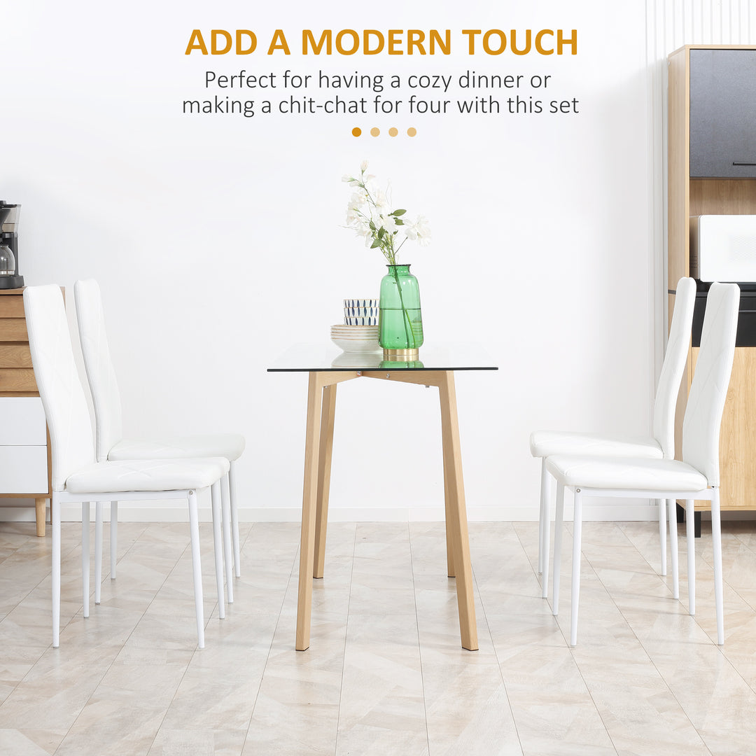 Set of 4 Faux Leather Dining Chairs - White