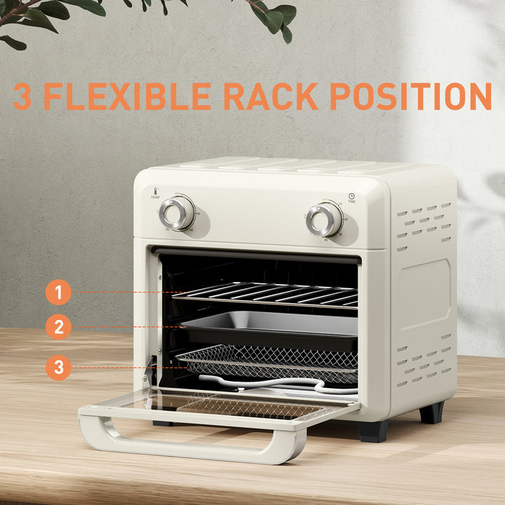 10L Air Fryer Oven, Mini Oven, Oil Free Cooking, Grill, Roast, Bake, with Adjustable Temperature, Timer, Dishwasher Safe, 1000W, Cream White