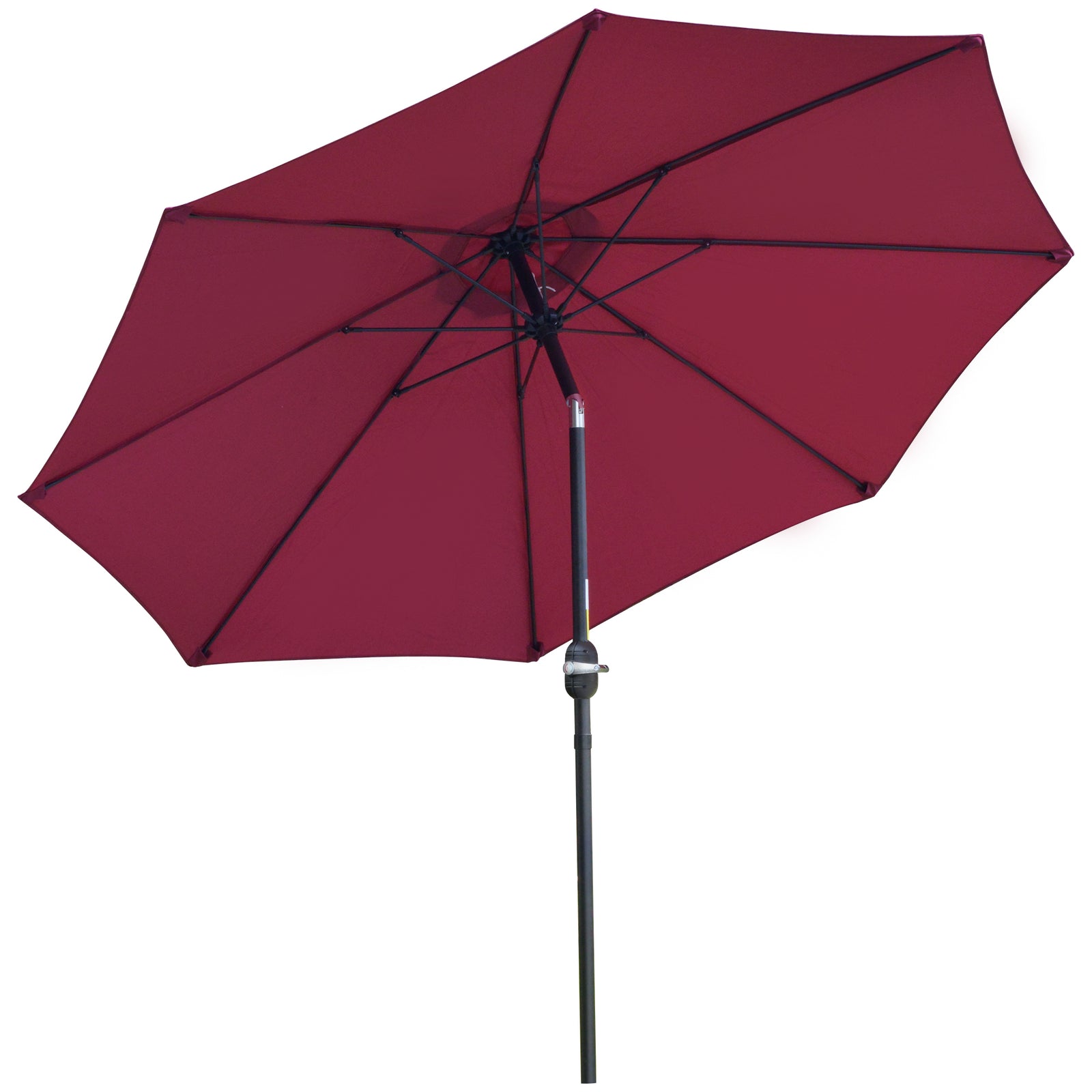 2.7M Garden Parasol Umbrella with Glass Fibre Ribs and Aluminium Frame, Tilting Sun Shade Shelter Canopy, Wine Red