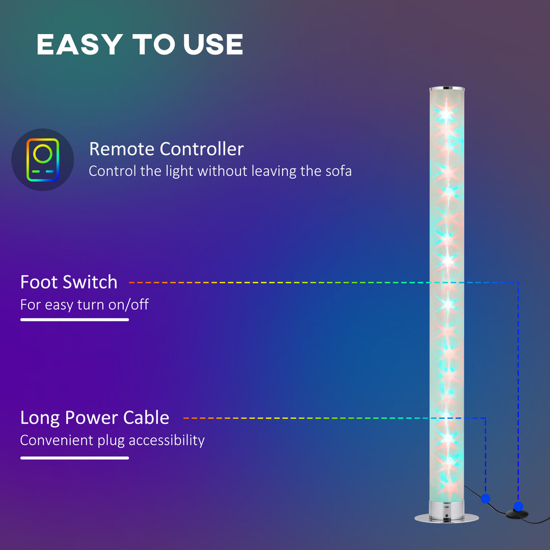 HOMCOM RGB Floor Lights with Dimmable LED, Remote, Floor Standing Lamp with 16 Colour Modes for Living Spaces & Gaming Rooms | Aosom UK