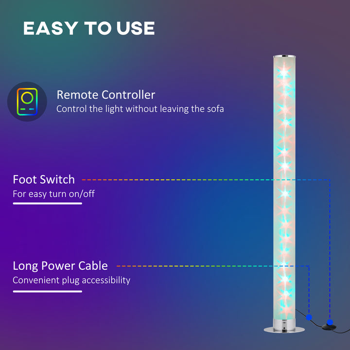 HOMCOM RGB Floor Lights with Dimmable LED, Remote, Floor Standing Lamp with 16 Colour Modes for Living Spaces & Gaming Rooms | Aosom UK