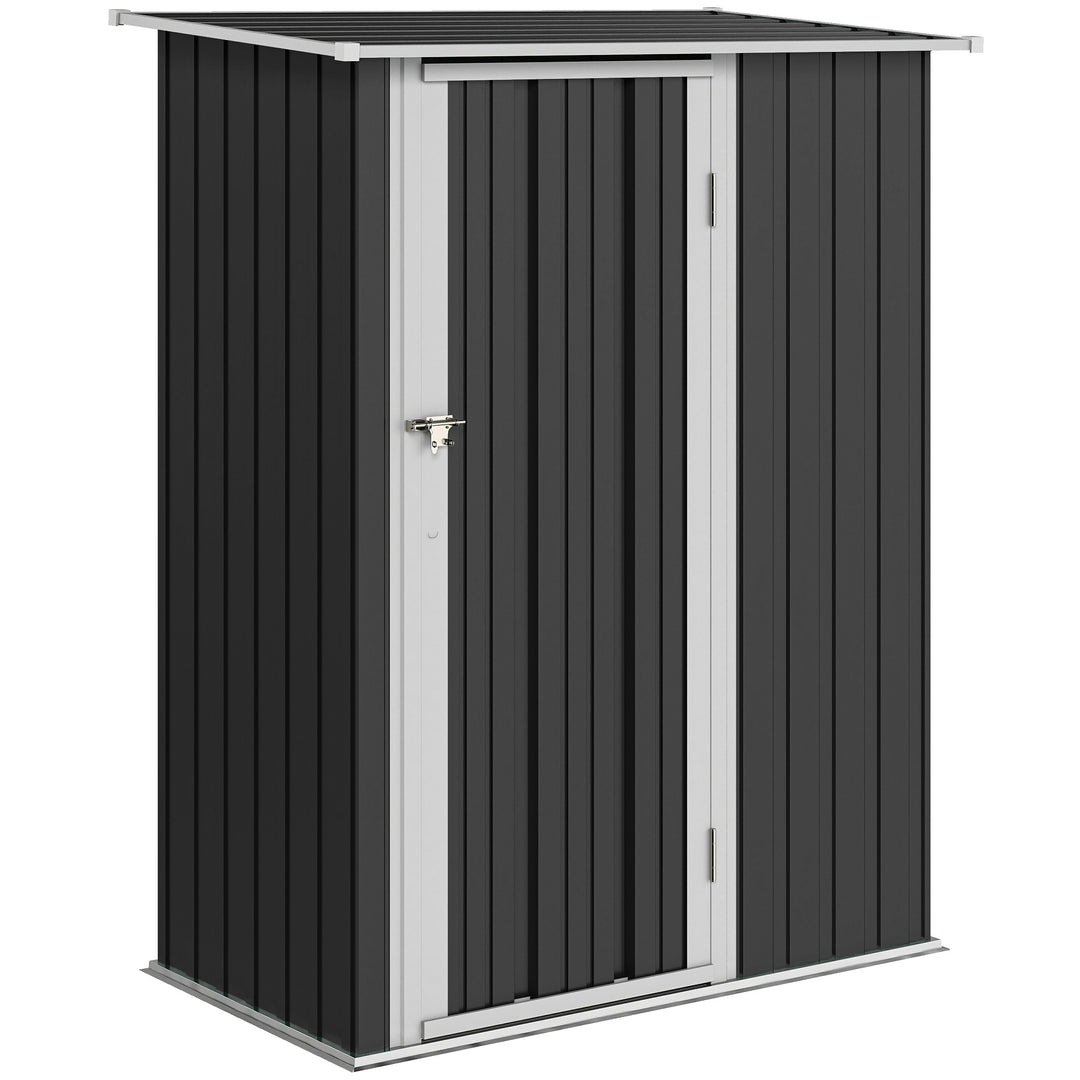 5ft x 3ft Metal Garden Storage Shed, Outdoor Tool Shed with Sloped Roof, Lockable Door for Tools, Equipment, Grey