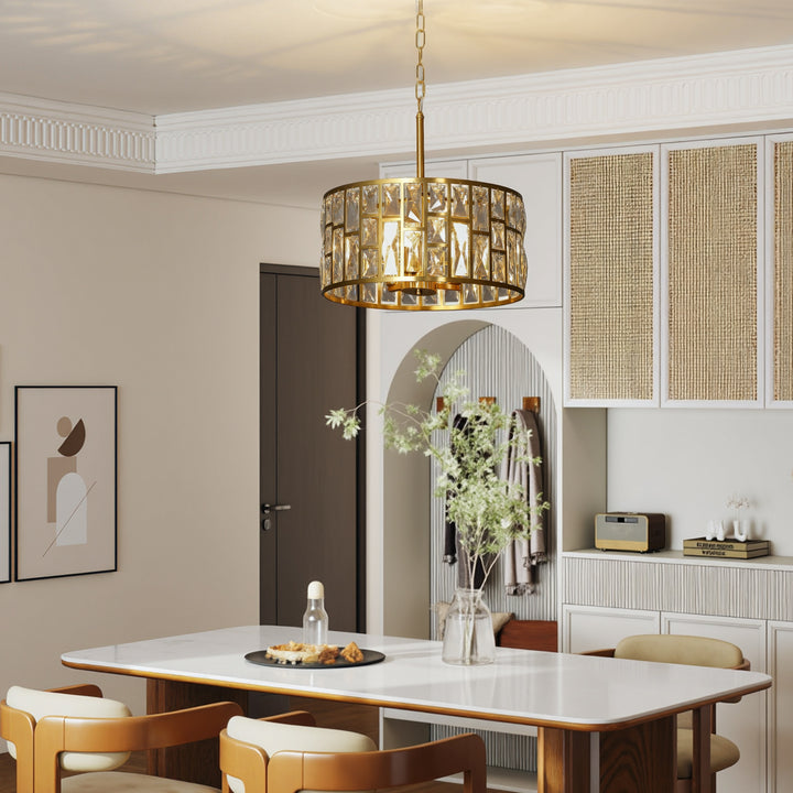 MCL 72 Glass Crystallite Chandelier - Gold-Tone