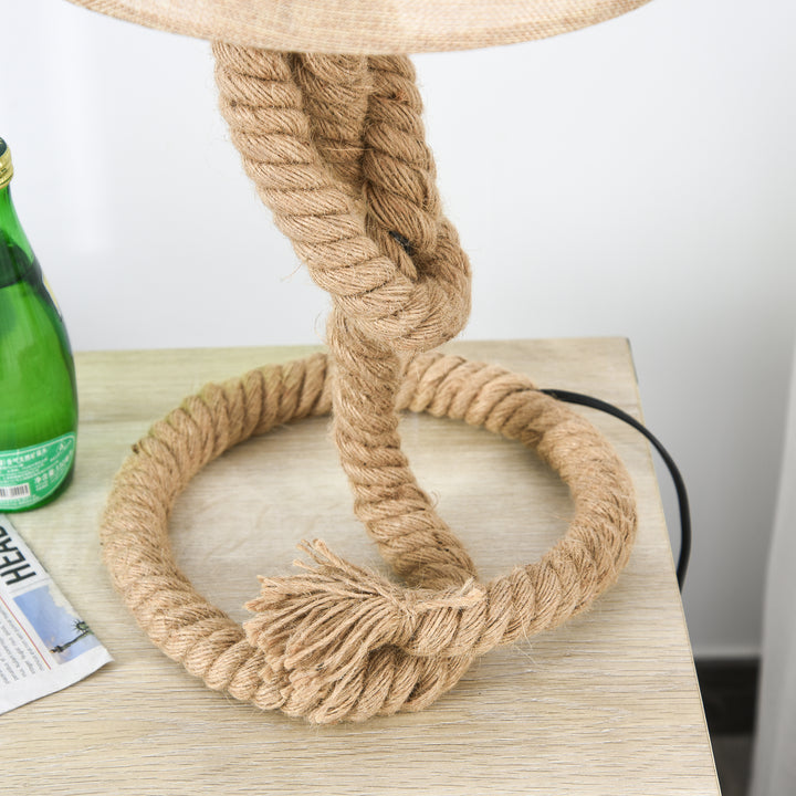 Nautical Style Table Lamp with Fabric Lampshade Metal Frame Power Switch, 48cm Home Desk Lamp Bedroom Living Room Study E27 Base, Beige