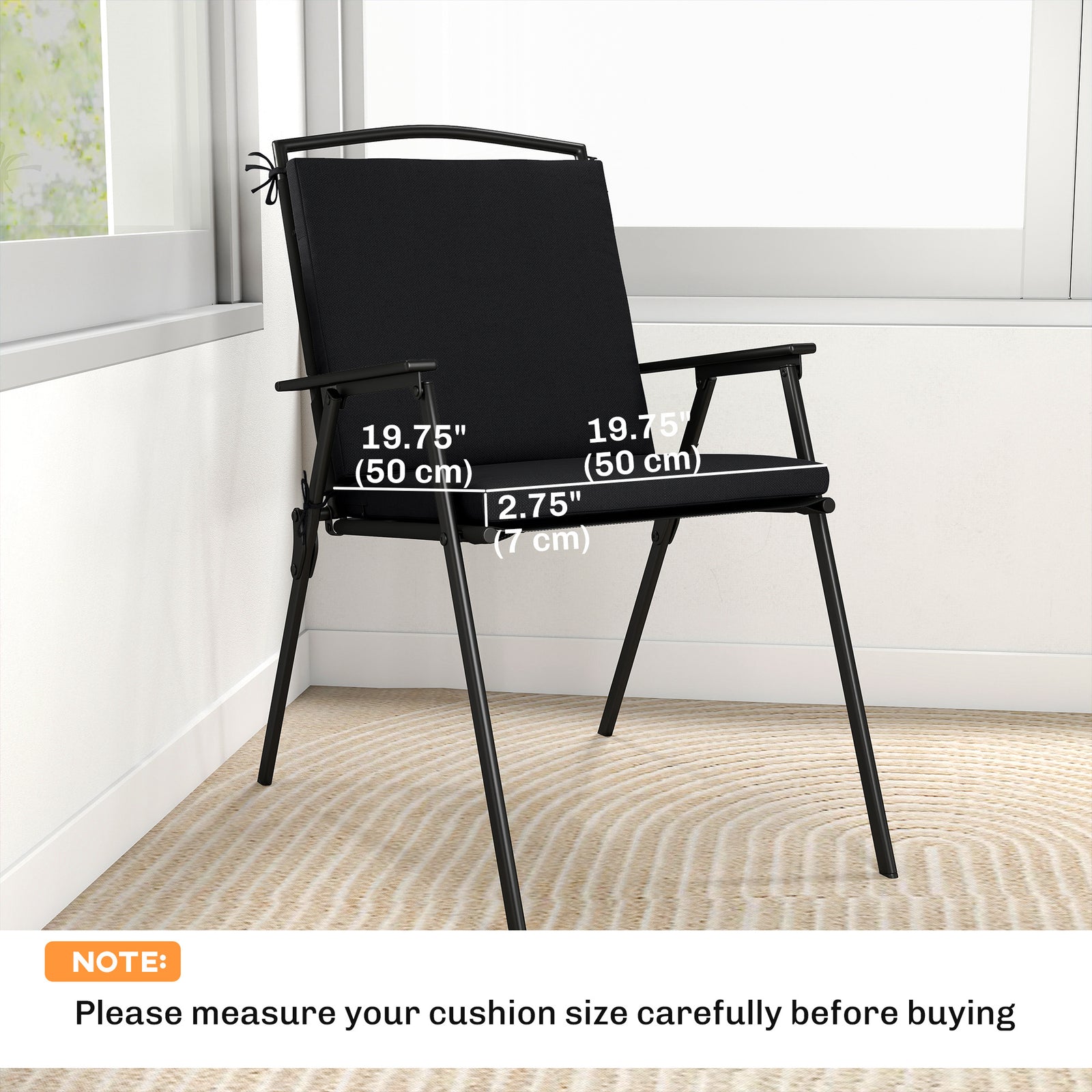 Outdoor Seat Cushions Set of 2 with Ties, Waterproof Garden Seat Pads,