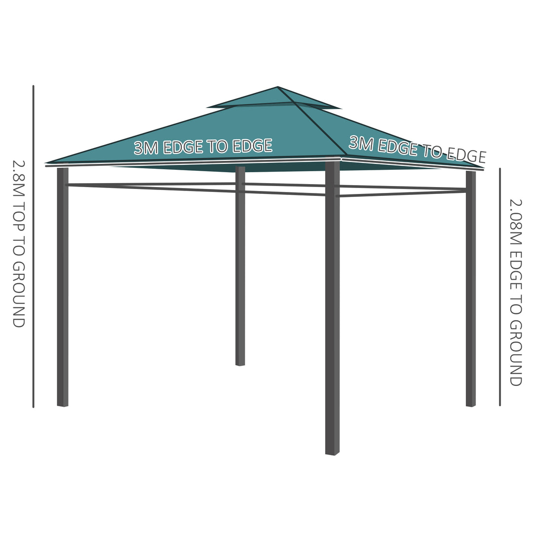 MCL 3(m) x 3(m) Metal Garden Gazebo Marquee Party Tent Patio Canopy Pavilion + Sidewalls - Green