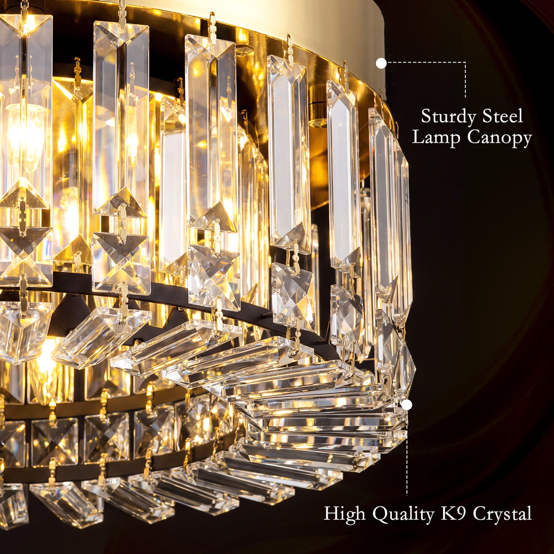 Crystal Chandeliers with 160 Crystal Pendants, 6-Light Ceiling Light f