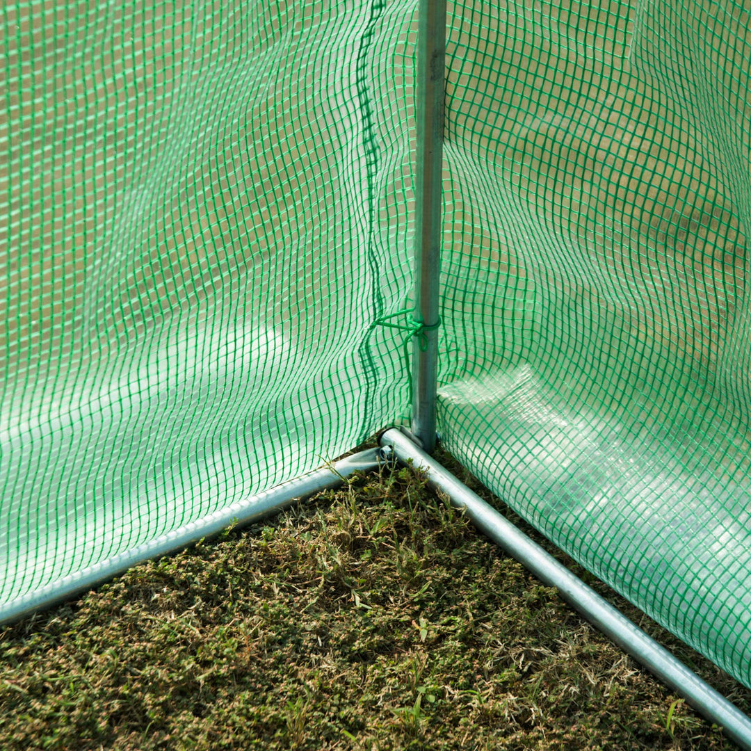 MCL Walk-in Polytunnel Greenhouse, Outdoor Garden Tunnel Greenhouse Tent with Zipped Roll-Up Door and 8 Mesh Windows, 4 x 2M