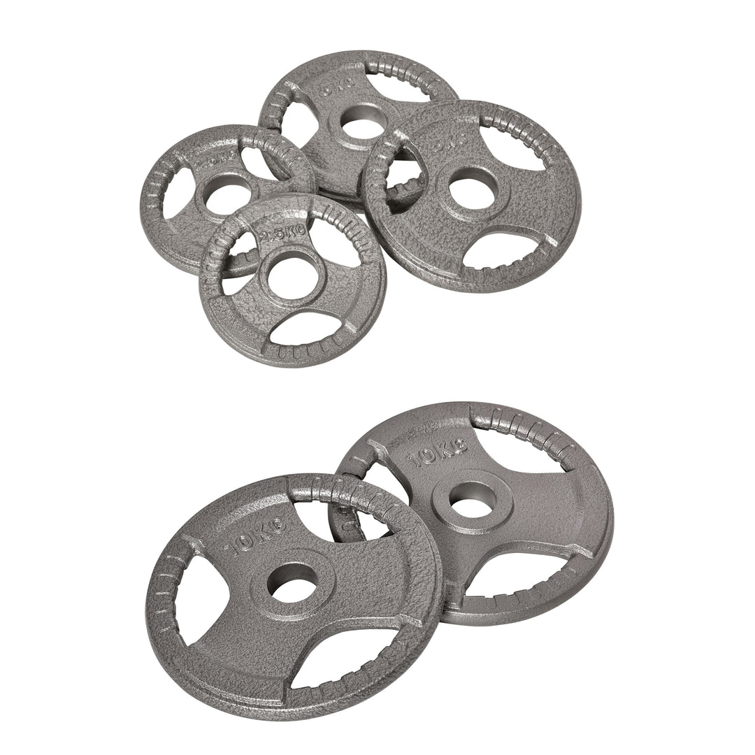 Set of 6 Cast Iron Olympic Weight for 2"/5cm Hole Dumbbell Handle Bar 35kg Dumbbell Plates Barbell Weight 2 x 5kg, 2 x 2.5kg, 2 x 10kg