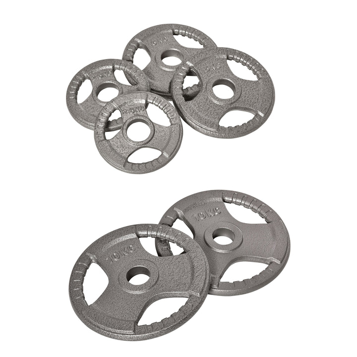 Set of 6 Cast Iron Olympic Weight for 2"/5cm Hole Dumbbell Handle Bar 35kg Dumbbell Plates Barbell Weight 2 x 5kg, 2 x 2.5kg, 2 x 10kg