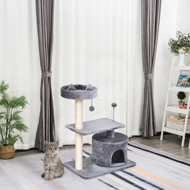 MCL Cat Tree for Indoor Cats with Scratching Post Climbing Tower Kitty Activity Centre Condo Perch Jumping Platforms Grey 60L x 40W x 81H cm