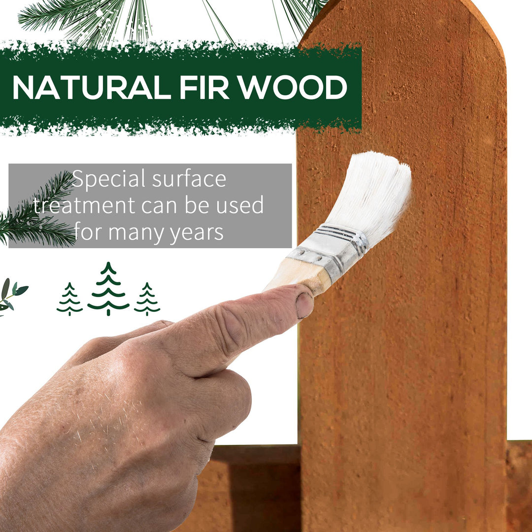 Pack of 12 Wooden Border Fences, Garden Fixed Picket Fence for Lawn Edging, Flowerbed, 60L x 1D x 34H cm, Brown