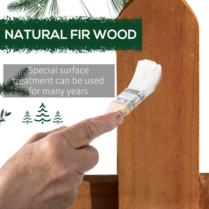 Pack of 12 Wooden Border Fences, Garden Fixed Picket Fence for Lawn Edging, Flowerbed, 60L x 1D x 34H cm, Brown