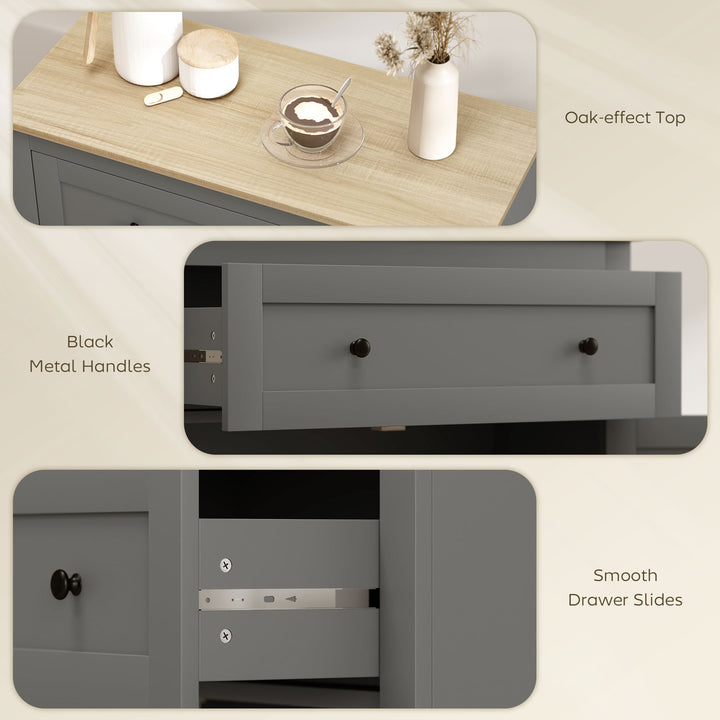 Sideboard Storage Cabinet, Morden Kitchen Cupboard with Adjustable Shelf, Drawer and Double Doors, Sideboard for Living Room, Dining Room, Hallway, Grey