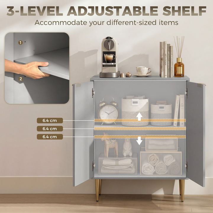 Sideboard Buffet Cabinet, Modern Kitchen Storage Cabinet with Adjustab