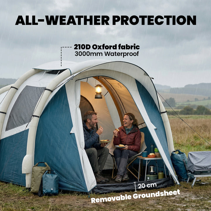 Inflatable Camping Tent w/ Air Pump, Easy Setup 2-3 Person Blow Up Ten