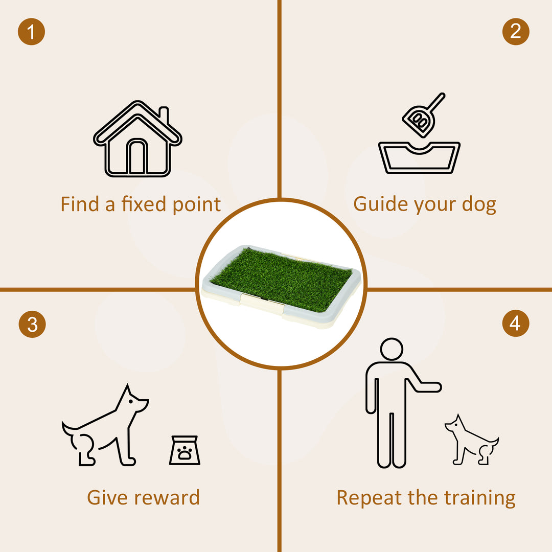 PawHut Puppy Training Pad Indoor Portable Puppy Pee Pad with Artificial Grass, Grid Panel, Tray, 46.5 x 34cm | Aosom UK