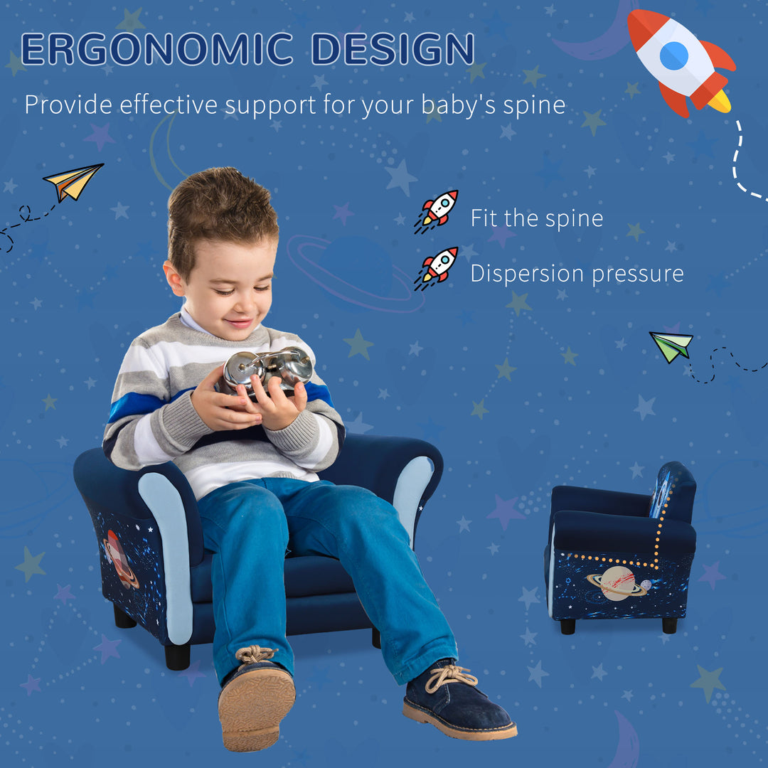 HOMCOM Kids Armchair, Mini Sofa Chair with Armrest, Comfortable, 59.5 x 43 x 46.5cm, Blue | Aosom UK