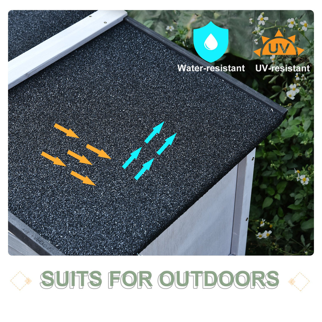 Small Animal Two-Level Fir Wood Guinea Pigs Hutches w/ Ramp Burnt Grey