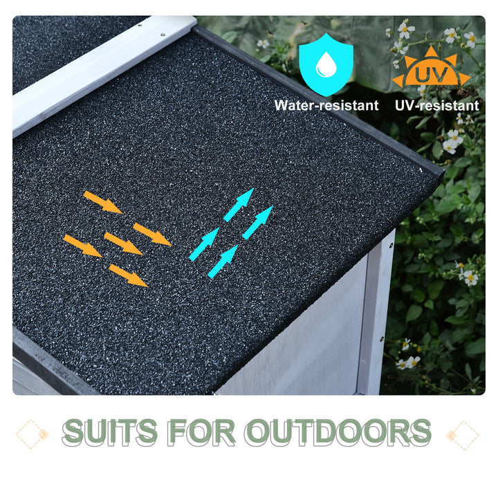 Small Animal Two-Level Fir Wood Guinea Pigs Hutches w/ Ramp Burnt Grey