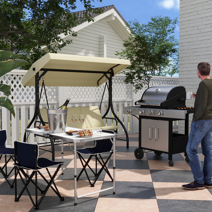Gas Barbecue Grill 3+1 Burner Garden Smoker BBQ Trolley w/ Side Burner Warming Rack Side Shelves Storage Cabinet Piezo Ignition Thermometer Stainless Steel + Metal