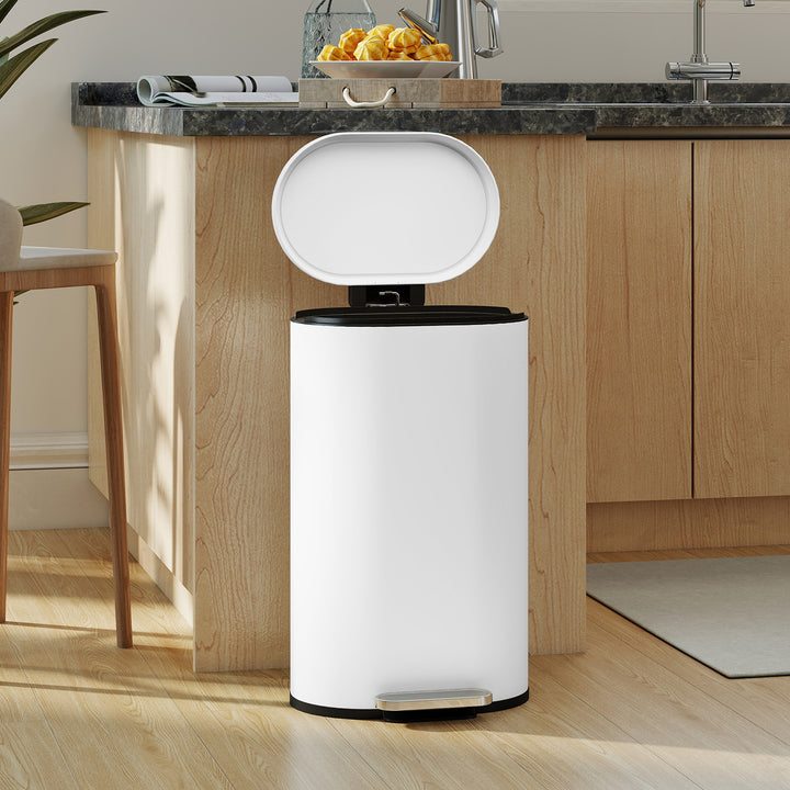 30 L Modern Curved Kitchen Bin - White