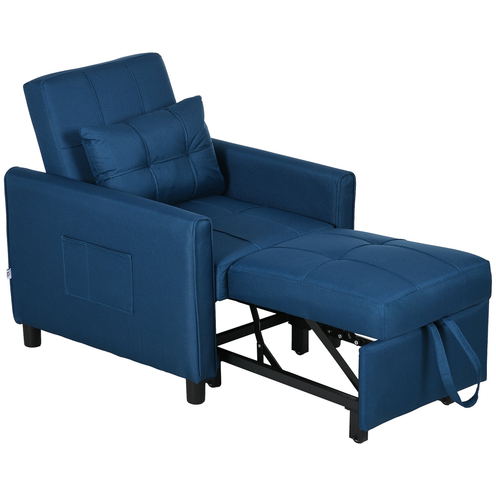 Linen-Look Single Chair Bed - Blue