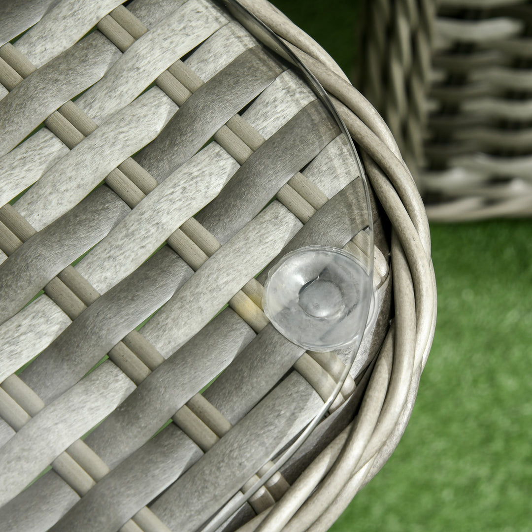 Four-Piece Rattan Set, with Glass-Top Table - Grey
