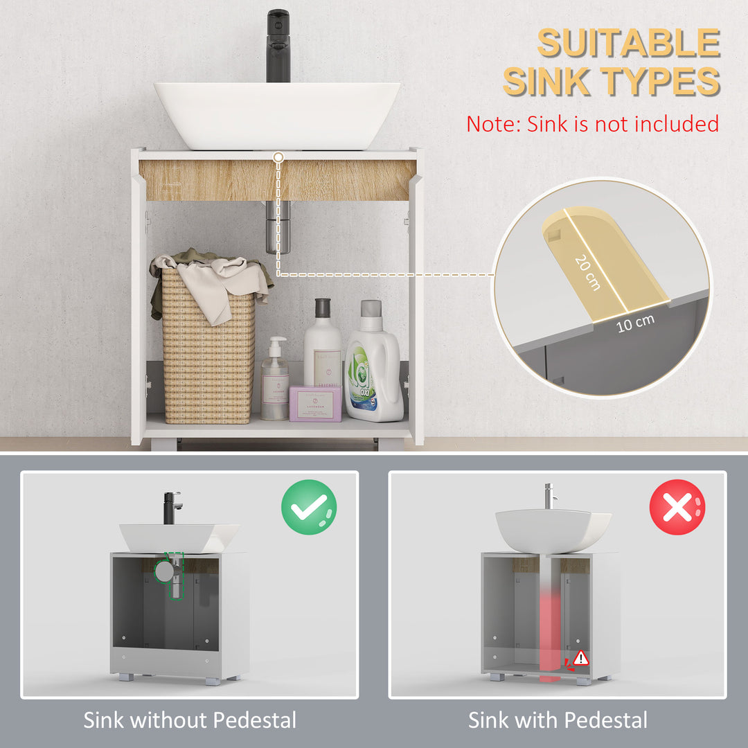 MCL Modern Bathroom Sink Cabinet, Floor Standing Under Sink Cabinet, Freestanding Storage Cupboard with Double Doors, White