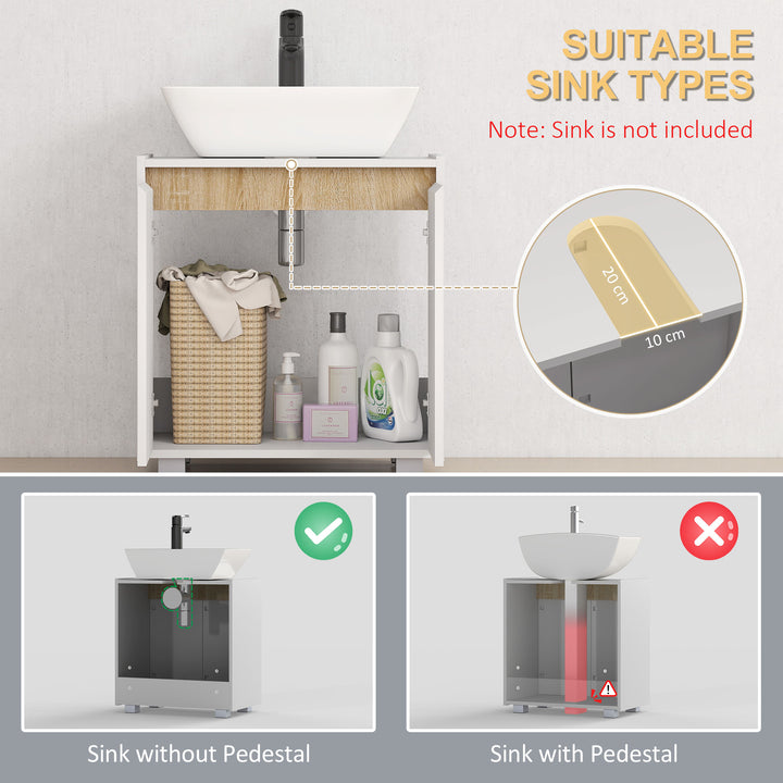 MCL Modern Bathroom Sink Cabinet, Floor Standing Under Sink Cabinet, Freestanding Storage Cupboard with Double Doors, White