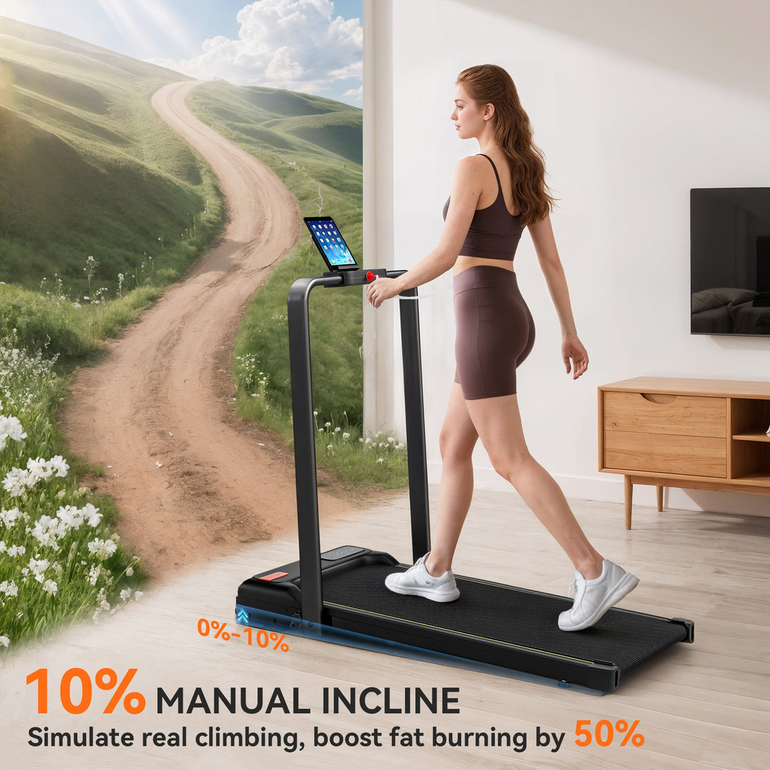 Folding Treadmill Walking Pad, 2HP Portable Under Desk Treadmill with 