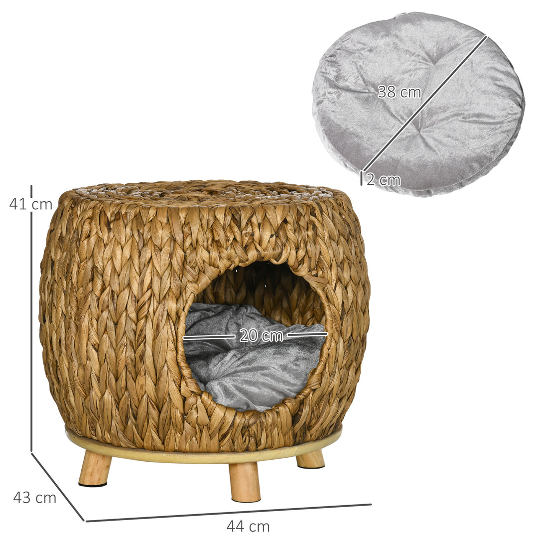 PawHut Rattan Retreat: Wicker Cat Abode with Plush Cushion, Washable, Indoor & Outdoor Bliss | Aosom UK