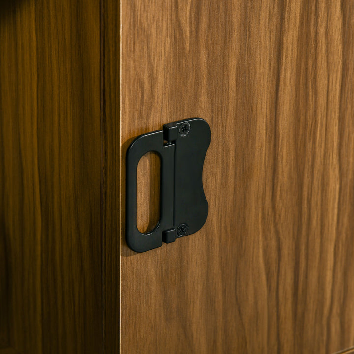 MCL Modern 4-Tier Bookshelf, Freestanding Bookcase with Storage Shelving and Closed Cabinet, for Living Room Home Office Study, Walnut Brown