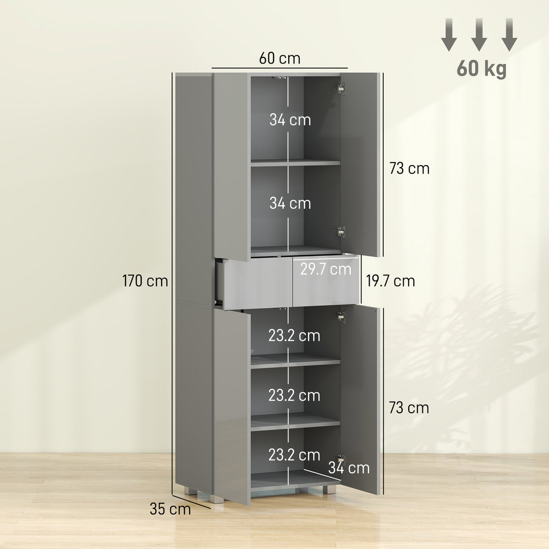 Storage Cabinet, Kitchen Cupboard with 3 Adjustable Shelves, 60L x 35W