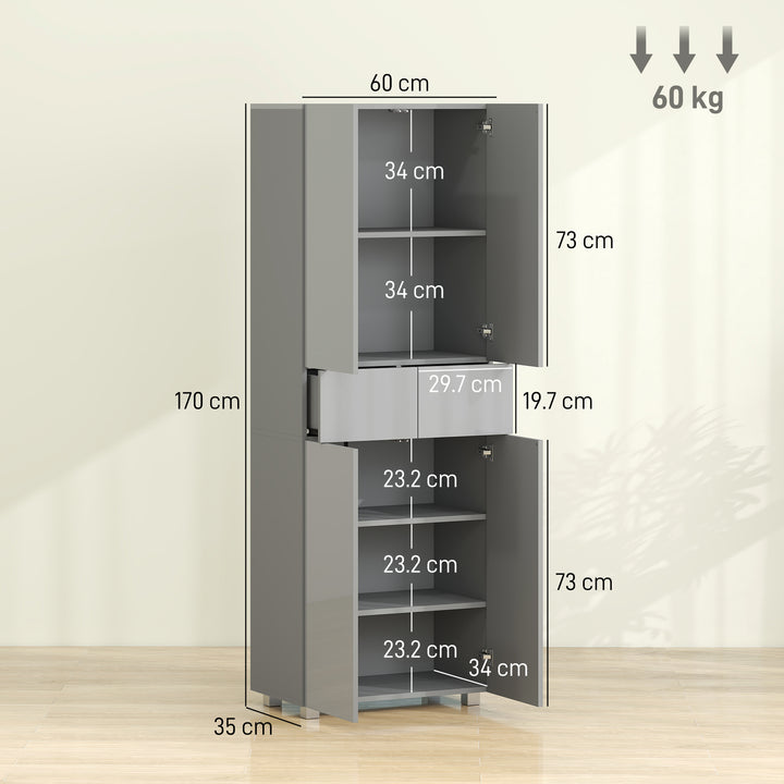 Storage Cabinet, Kitchen Cupboard with 3 Adjustable Shelves, 60L x 35W
