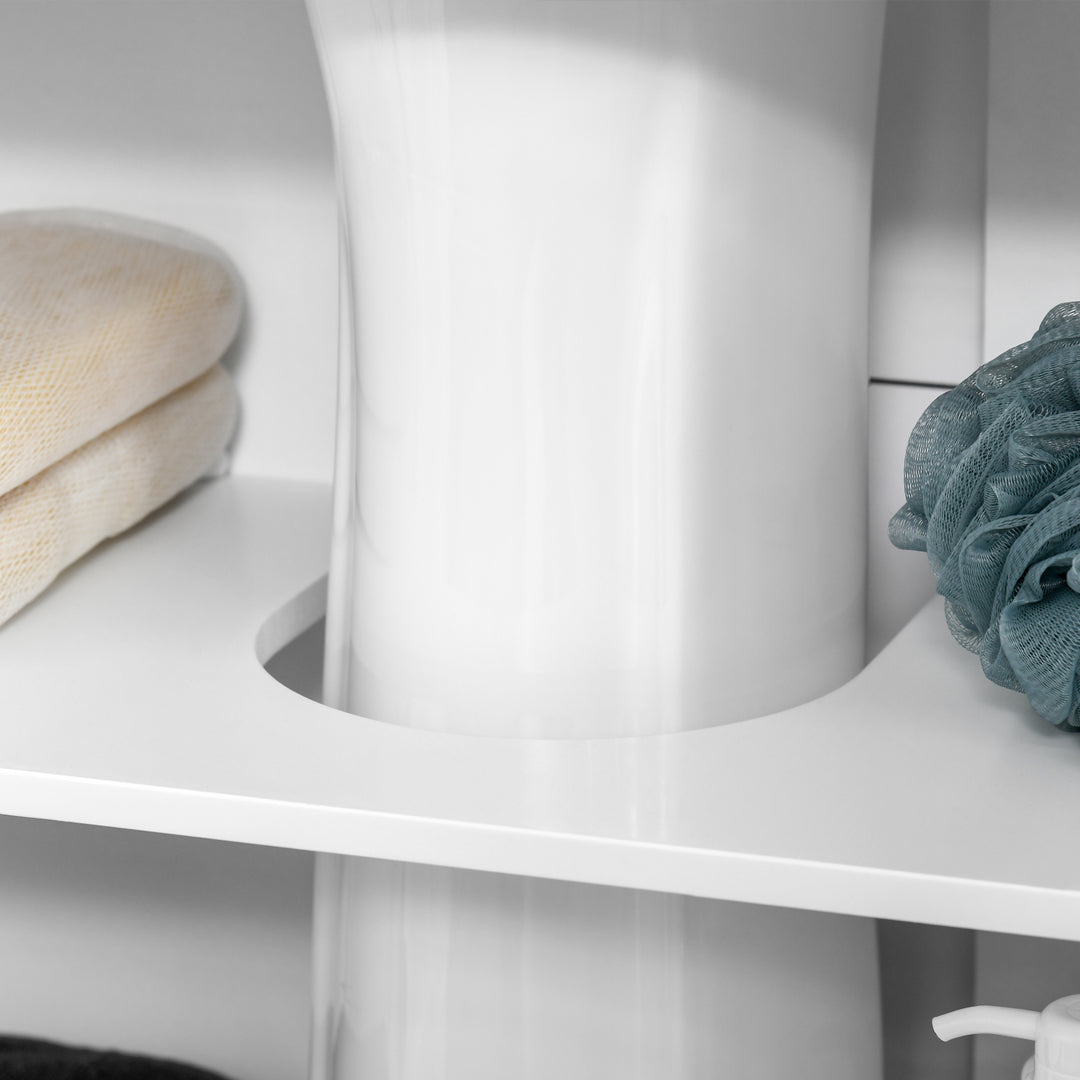 MCL Modern Under Sink Cabinet with 2 Doors, Bathroom Vanity Unit, Pedestal Under Sink Design, Storage Cupboard with Adjustable Shelves, White