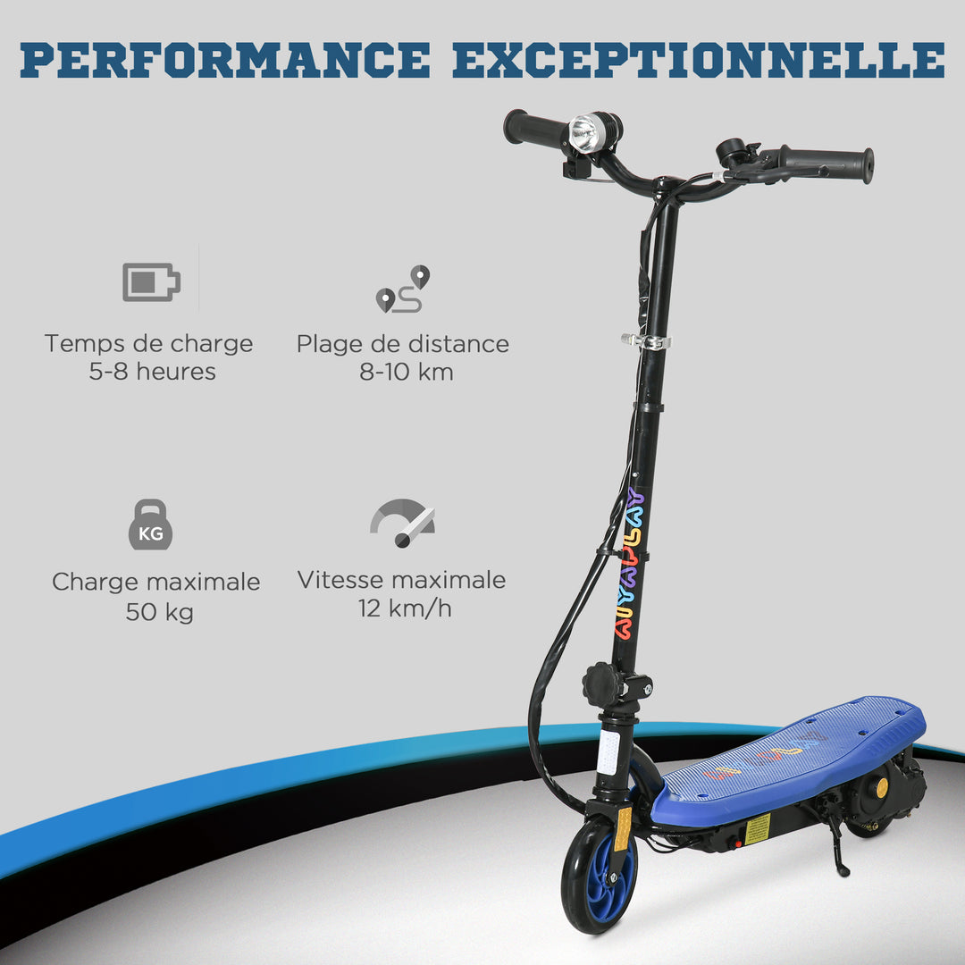 Foldable Electric Scooter, with LED Headlights, for Ages 7-14 Years, Blue