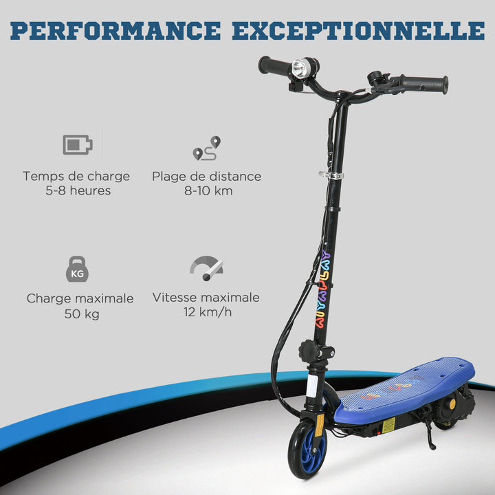 Foldable Electric Scooter, with LED Headlights, for Ages 7-14 Years, Blue