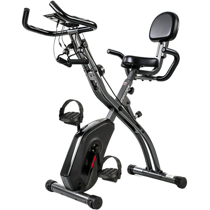 4-In-1 Folding Exercise Bike with Resistance Bands, Bluetooth App, 8-L