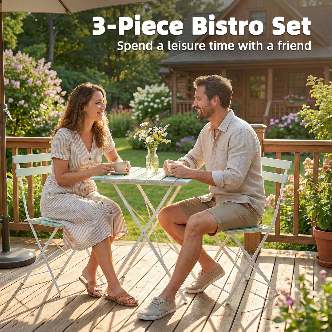 Outdoor Bistro Set Folding Patio Furniture Set with 2 Chairs Table for