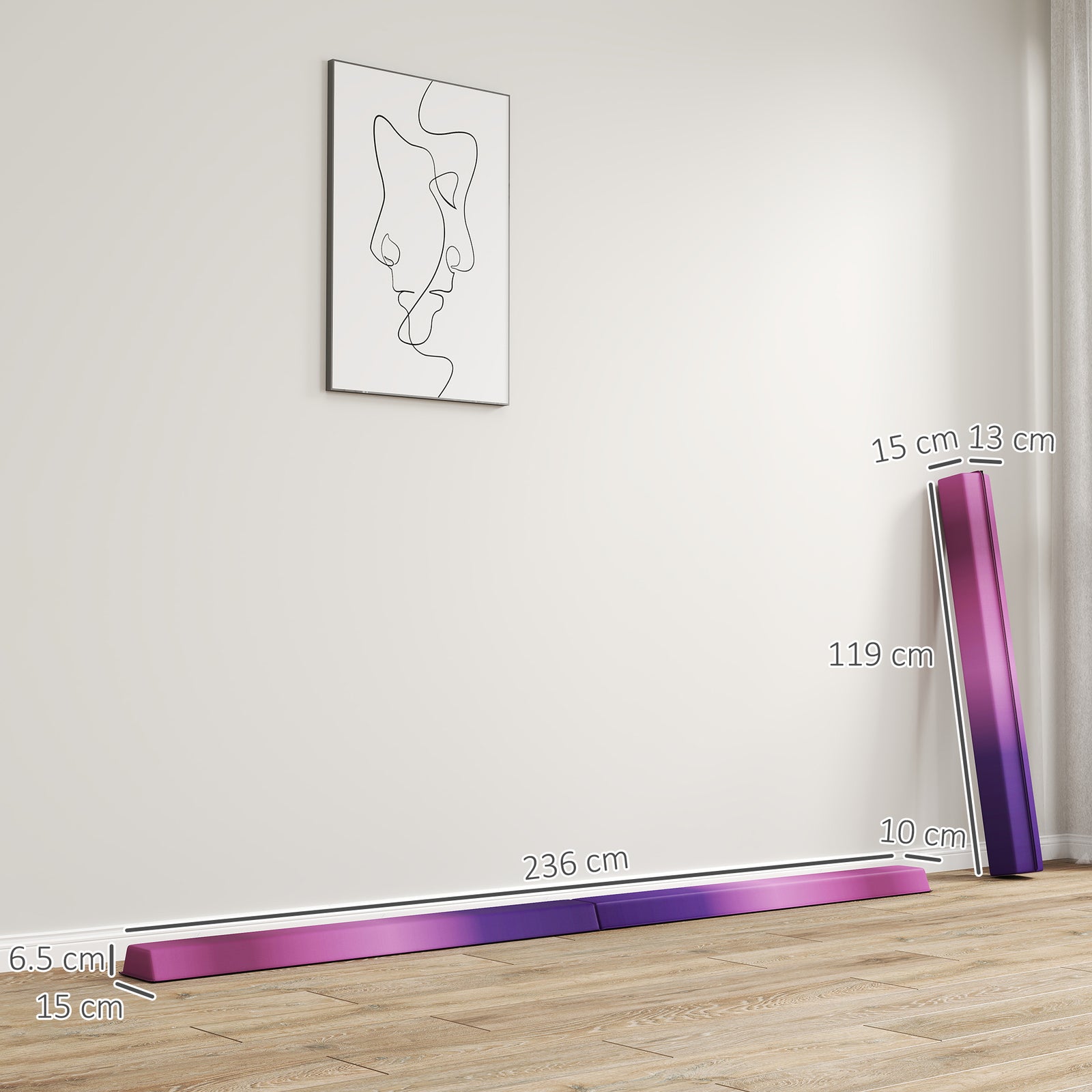 7.7ft Folding Gymnastics Beam, Floor Balance Beam for Kids with Anti-S