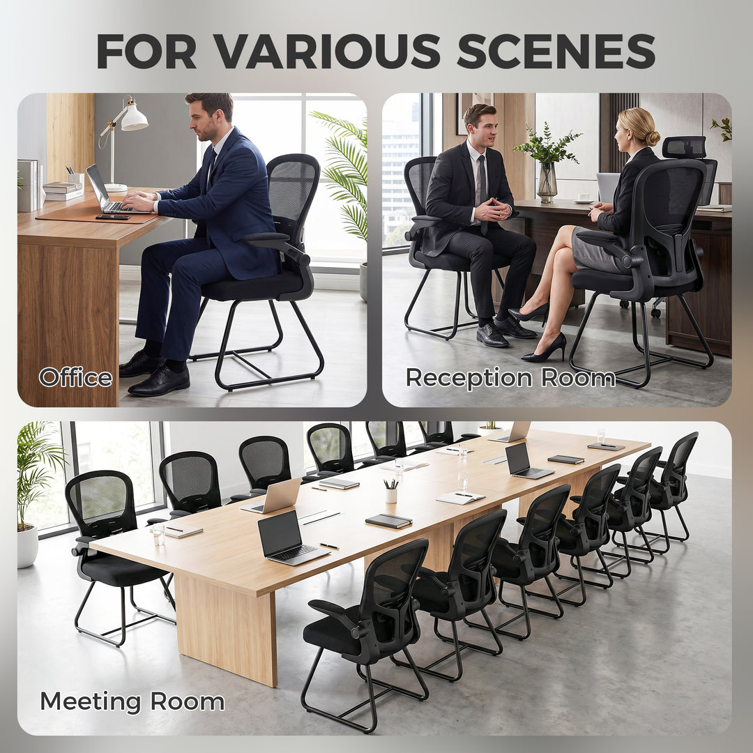 Reception Chair, Conference Meeting Office Chair with Flip-up Armrest,