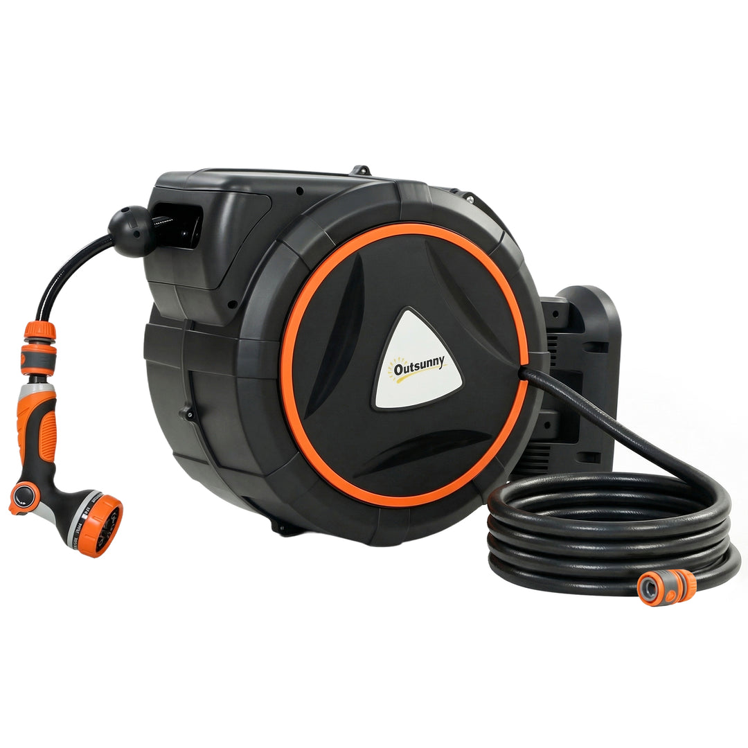 23+2m Retractable Hose Reel Wall Mounted with Auto Retraction, Self-Lo