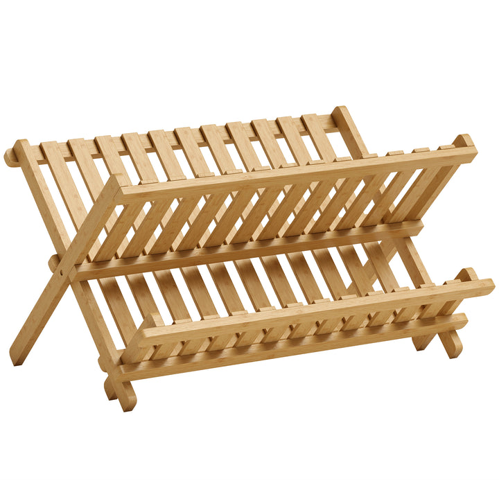 Kitchen Storage Unit, 2-Tier Foldable Kitchen Storage Rack with Slatte