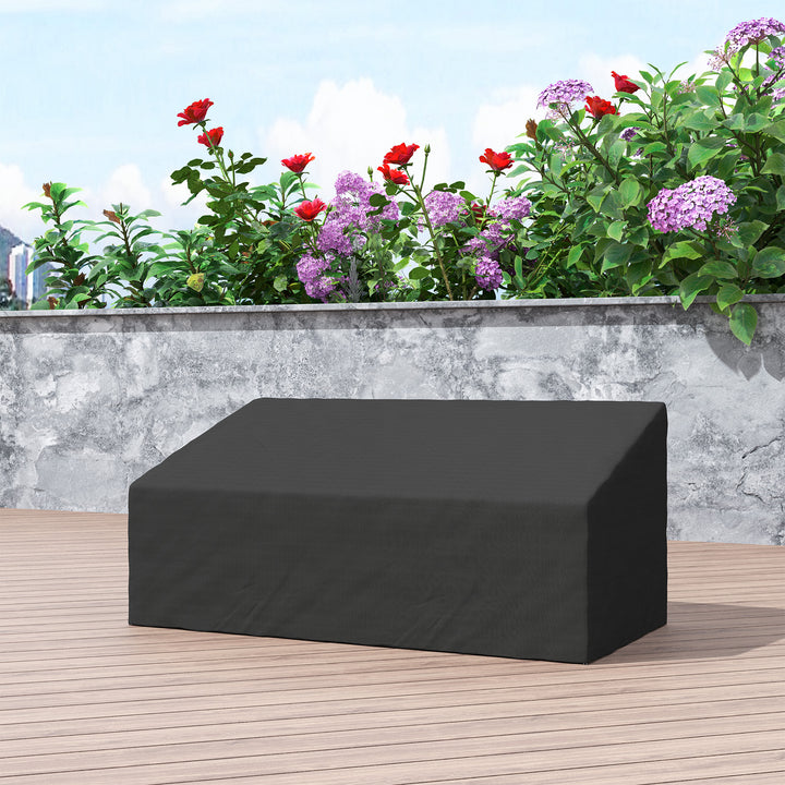 600D Oxford Cloth Garden Furniture Cover Waterproof, 3 Seater Sofa Protector for Patio, Outdoor, Black, 218 x 111 x 63-101 cm